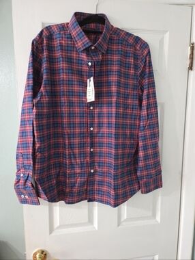 UNTUCKit Men's Plaid Button-Down Shirt in Blue and Red